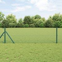 Berkfield Home Welded Wire Fence with 13 Posts Green 0.6x25 m Steel