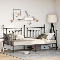 Berkfield Home Black Daybed Frame with Trundle, 90x200 cm, Made of Steel | Size: 90x200 cm