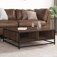 Berkfield Home Coffee Table Brown Oak 80x80x30 cm Engineered Wood & Metal | Size: 80 x 80 x 30 cm