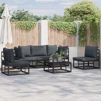 Berkfield Home Garden Sofa Set with Cushion with Pillow 5 pcs Black Aluminium