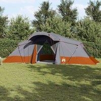 Berkfield Home Family Tent with Windows Dome Grey&Orange 6-Person Waterproof in Grey