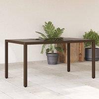 Berkfield Home Garden Table with Glass Top Brown 150x90x75 cm Poly Rattan | Size: 150 x 90 x 75 cm