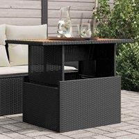 Berkfield Home Garden Table Black 100x55x73 cm Poly Rattan & Acacia Wood | Size: 100 x 55 x 73 cm