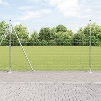 Berkfield Home Euro Fence with 7 Flanged Posts 1.5x10 m Galvanised Steel in Silver
