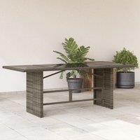 Berkfield Home Garden Table with Glass Top Grey 190x80x74 cm Poly Rattan | Size: 190 x 80 x 74 cm