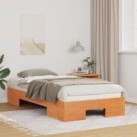 Berkfield Home Floor Bed Frame with Storage Brown 90 x 200 cm Solid pine wood