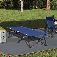 Berkfield Home Folding Sun Bed with Carry Bag Blue 600D Oxford Fabric