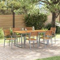 Berkfield Home 7 Piece Garden Dining Set Solid Wood Acacia & Metal in Grey