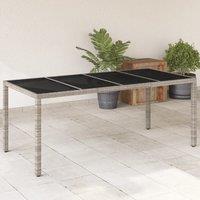 Berkfield Home Garden Table with Glass Top Light Grey 190x90x75 cm Poly Rattan | Size: 190 x 90 x 75 cm