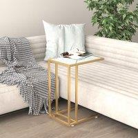 Berkfield Home Computer Side Table White Marble 50x35x65 cm Tempered Glass | Size: 50 x 35 x 65 cm