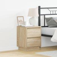 Berkfield Home Bedside Cabinets with LED Lights 2 pcs Sonoma Oak 39x34.5x50 cm in Brown