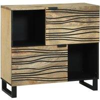 Berkfield Home Sideboard 80x33.5x75 cm, Made from Solid Mango Wood in Beige | Size: 80x33.5x75 cm