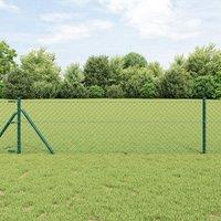 Berkfield Home Chain Link Fence with 7 Posts 0.6x10 m Galvanised Steel Green