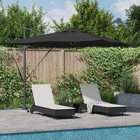 Berkfield Home Cantilever Roma Parasol with LEDs - Black, 286 x 285 x 270 cm, Aluminium in Black | Size: 286 x 285 x 270 cm