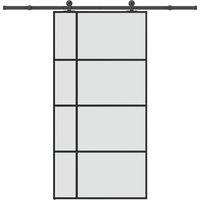 Berkfield Home Sliding Door with Hardware Set 102, 5x205 cm ESG Glass&Aluminium in Black