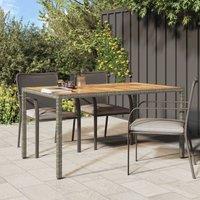 Berkfield Home Garden Dining Table Grey 150x90x75 cm Poly Rattan | Size: 150 x 90 x 75 cm