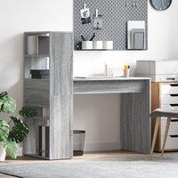 Berkfield Home Desk with Storage Grey Sonoma 113x54x120 cm Engineered Wood | Size: 113 x 54 x 120 cm