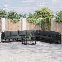 Berkfield Home Garden Sofa Set with Cushion with Pillow 8 pcs Black Aluminium