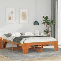 Berkfield Home Floor Bed Frame with Storage Brown 140 x 200 cm Solid pine wood
