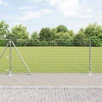 Berkfield Home Euro Fence with 13 Flanged Posts 0.8x25 m Galvanised Steel in Silver