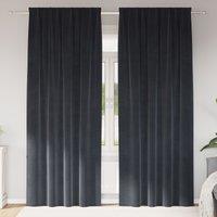 Berkfield Home Blackout Curtains with Top Tape 2 pcs Dark Grey Velvet