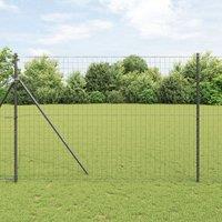 Berkfield Home Euro Fence with 7 Posts 1.5x10 m Galvanised Steel Grey in Silver
