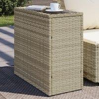 Berkfield Home Garden Side Table with Glass Top Light Grey 58x27.5x55 cm Poly Rattan