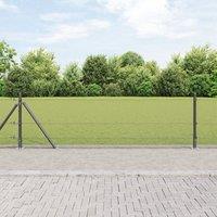 Berkfield Home Welded Wire Fence with 13 Flanged Posts Grey 0.6x25 m Steel