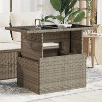 Berkfield Home Garden Table with Glass Top Grey 100x55x73 cm Poly Rattan | Size: 100 x 55 x 73 cm