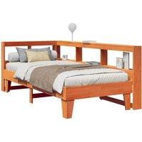 Bookcase Bed without Mattress Wax Brown 75x190cm Solid Wood Pine