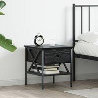 Berkfield Home Bedside Table Black Oak 40x42x45 cm Engineered Wood | Size: 40 x 42 x 45 cm
