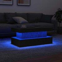 Berkfield Home Coffee Table with LED Lights Black Oak 90x50x40 cm | Size: 90 x 50 x 40 cm