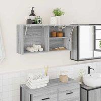 Berkfield Home Bathroom Wall Cabinet Grey Sonoma 80x25x40 cm Engineered Wood | Size: 80 x 25 x 40 cm