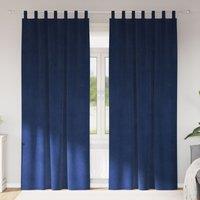 Berkfield Home Blackout Curtains with Hanging Loops 2 pcs Dark Blue Velvet