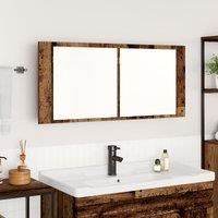 Berkfield Home LED Mirror Cabinet Old Wood 100x12x45 cm Engineered Wood in Brown | Size: 100 x 12 x 45 cm