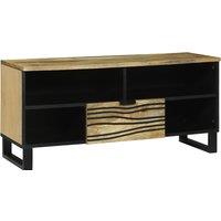 Berkfield Home TV Cabinet - 100 x 33.5 x 46 cm, made from solid mango wood in Brown | Size: 100 x 33.5 x 46 cm