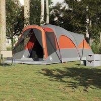 Berkfield Home Family Tent Tunnel 8-Person Grey & Orange Waterproof
