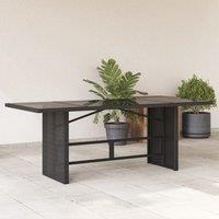 Berkfield Home Garden Table with Glass Top Black 190x80x75 cm Poly Rattan | Size: 190 x 80 x 75 cm