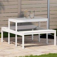 Berkfield Home Picnic Table White 110x134x75 cm Solid Wood Pine | Size: 110 x 134 x 75 cm