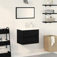 Berkfield Home Sink Cabinet with Built-in Basin Black Oak Engineered Wood