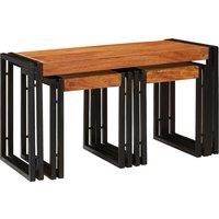 Berkfield Home End Tables 3 pcs Brown & Black Solid Acacia wood