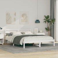 Berkfield Home with LED Strip Lights with Headboard White 160 x 200 cm Pine wood