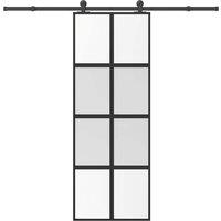 Berkfield Home Sliding Door with Hardware Set 76x205 cm Tempered Glass&Aluminium in Black