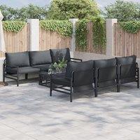 Berkfield Home Garden Sofa Set with Cushion with Pillow 7 pcs Anthracite Steel & Fabric