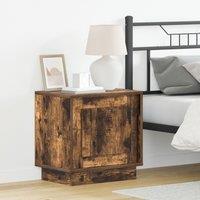 Berkfield Home Bedside Cabinet with LED Lights Smoked Oak 44x34, 5x45 cm in Brown