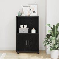 Berkfield Home Rolling Cabinet Black Oak 55x40x91 cm Engineered Wood | Size: 55 x 40 x 91 cm
