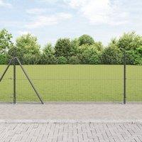 Berkfield Home Welded Wire Fence with 7 Flanged Posts Grey 0.8x10 m Steel