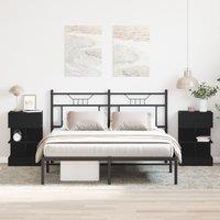 Berkfield Home Bedside Cabinet 2 pcs Black Oak 40x35x65 cm Engineered Wood | Size: 40 x 35 x 65 cm