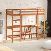 Loft Bed without Mattress Wax Brown 75x190 cm Small Single Solid Wood Pine