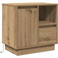 Berkfield Home Bedside Cabinet with LED Artisan Oak 50x34, 5x50 cm in Brown